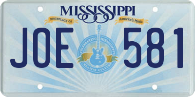 MS license plate JOE581