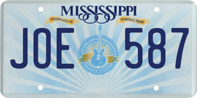 MS license plate JOE587