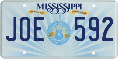 MS license plate JOE592