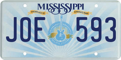 MS license plate JOE593