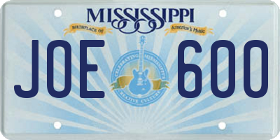 MS license plate JOE600