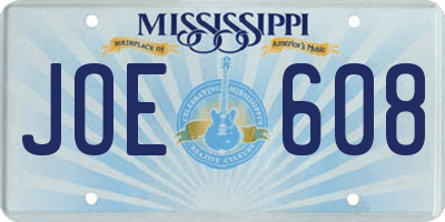 MS license plate JOE608