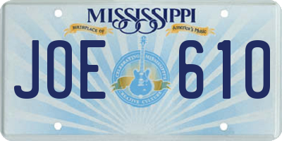 MS license plate JOE610