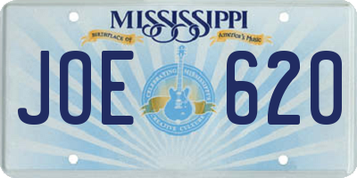 MS license plate JOE620