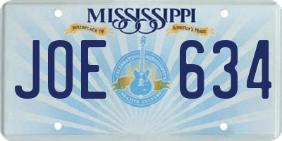 MS license plate JOE634