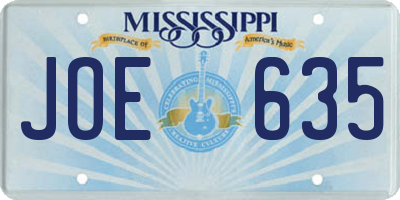 MS license plate JOE635