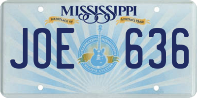 MS license plate JOE636