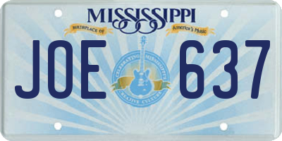 MS license plate JOE637