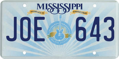 MS license plate JOE643