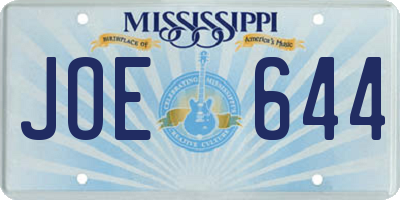 MS license plate JOE644