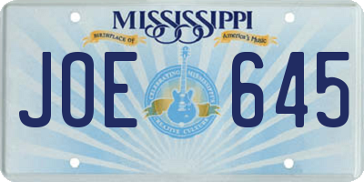 MS license plate JOE645