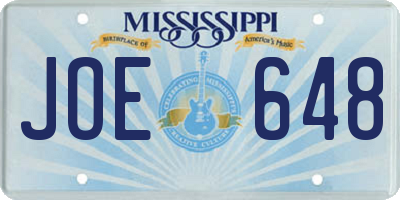 MS license plate JOE648