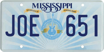 MS license plate JOE651