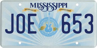 MS license plate JOE653