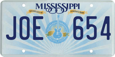 MS license plate JOE654