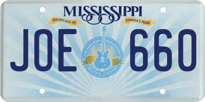 MS license plate JOE660
