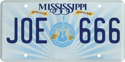 MS license plate JOE666