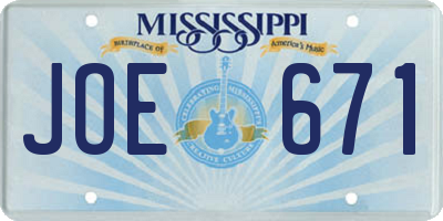 MS license plate JOE671
