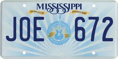 MS license plate JOE672