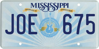 MS license plate JOE675