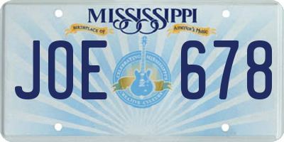 MS license plate JOE678