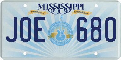 MS license plate JOE680