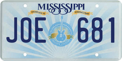 MS license plate JOE681