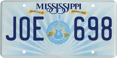 MS license plate JOE698