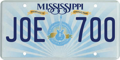 MS license plate JOE700