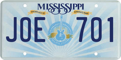 MS license plate JOE701