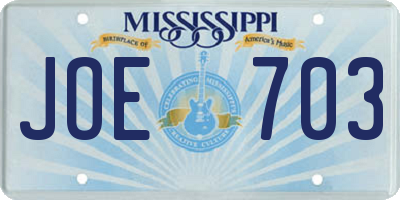 MS license plate JOE703