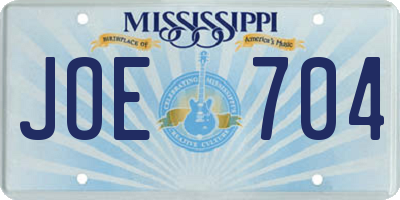 MS license plate JOE704