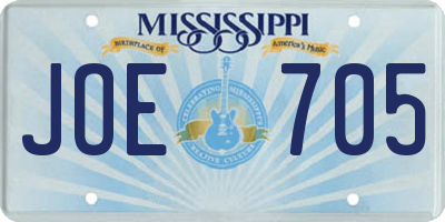MS license plate JOE705