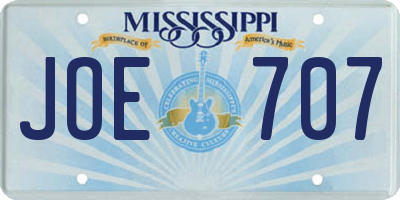MS license plate JOE707