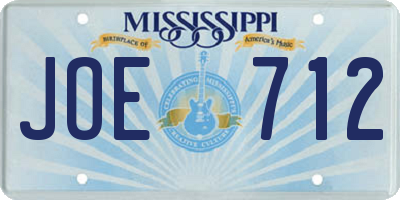 MS license plate JOE712