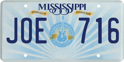 MS license plate JOE716