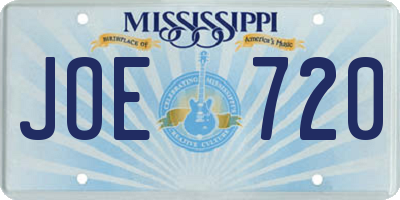 MS license plate JOE720