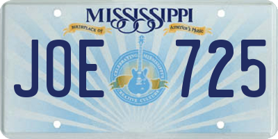 MS license plate JOE725