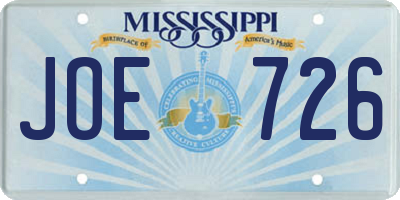MS license plate JOE726