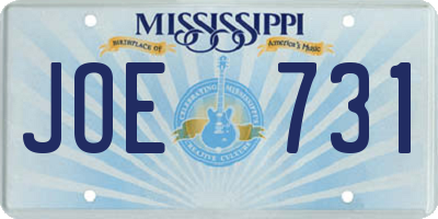 MS license plate JOE731