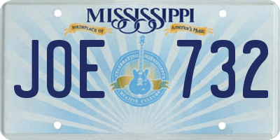 MS license plate JOE732