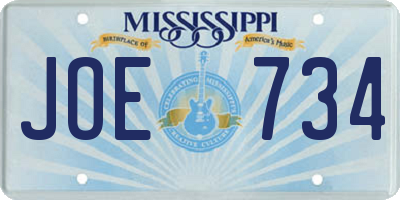 MS license plate JOE734