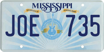 MS license plate JOE735