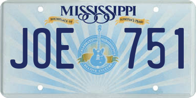 MS license plate JOE751