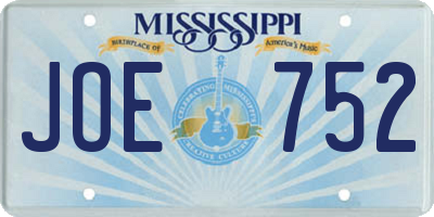 MS license plate JOE752