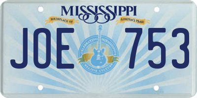 MS license plate JOE753