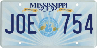 MS license plate JOE754