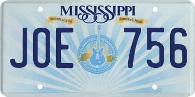 MS license plate JOE756