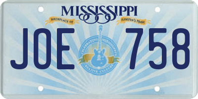 MS license plate JOE758