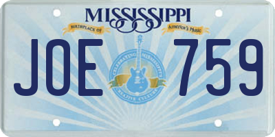MS license plate JOE759